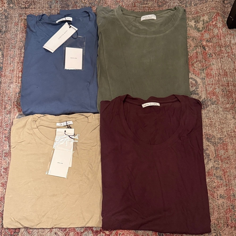 John Elliott Four-Pack Short Sleeve Tees in Earth Tones